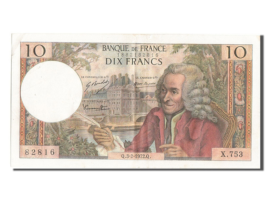 France, 10 Francs, 10 F 1963-1973 ''Voltaire'', 1972, KM #147d, 1972-02-03,...