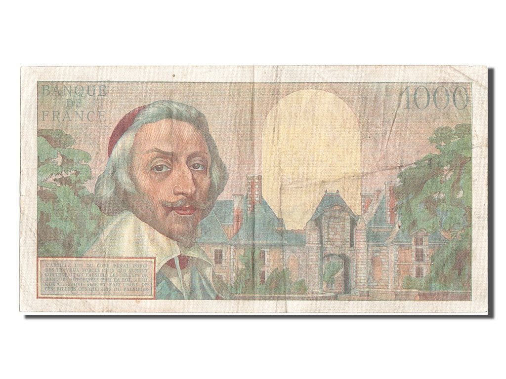 France, 1000 Francs, 1 000 F 1953-1957 ''Richelieu'', 1955, KM #134a,...