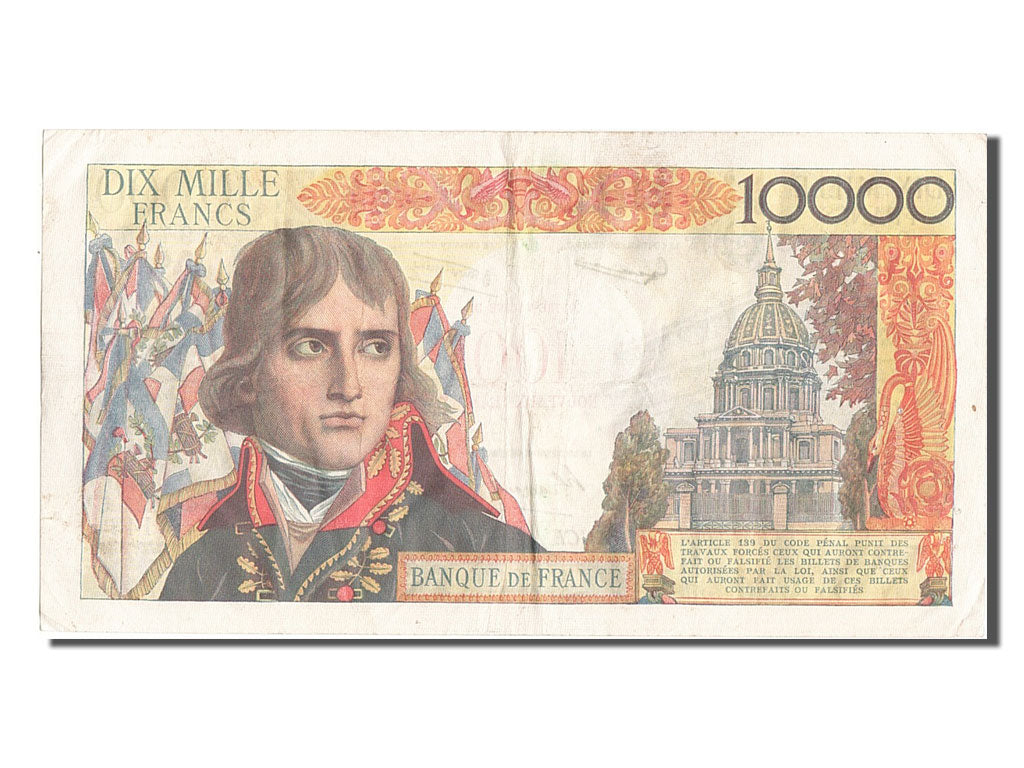 Billet, France, 100 Nouveaux Francs on 10,000 Francs, 1955-1959 Overprinted with