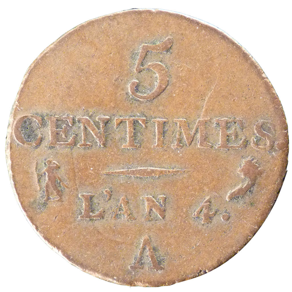 Monnaie, France, Dupré, 5 Centimes, 1796, Paris, TTB, Bronze, Gadoury:124