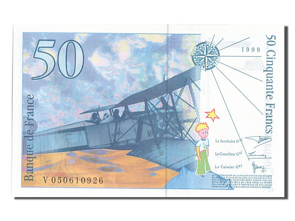 Banknote, France, 50 Francs, 50 F 1992-1999 ''St Exupéry'', 1999, UNC(65-70)