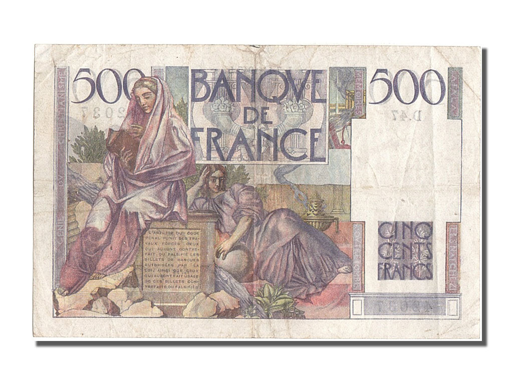 France, 500 Francs, 500 F 1945-1953 ''Chateaubriand'', 1945, KM #129a,...