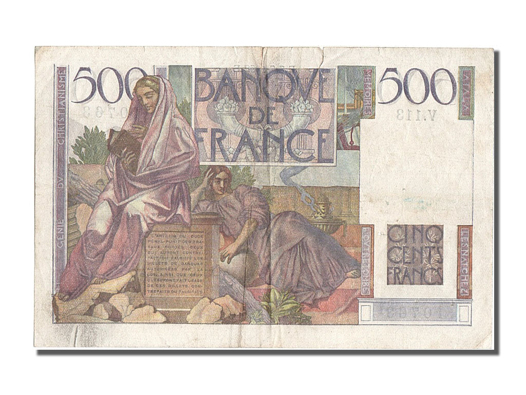 Billet, France, 500 Francs, 500 F 1945-1953 ''Chateaubriand'', 1952, 1952-07-03