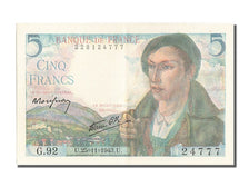 Banknot, Francja, 5 Francs, Berger, 1943, 1943-11-25, AU(55-58), Fayette:05.04