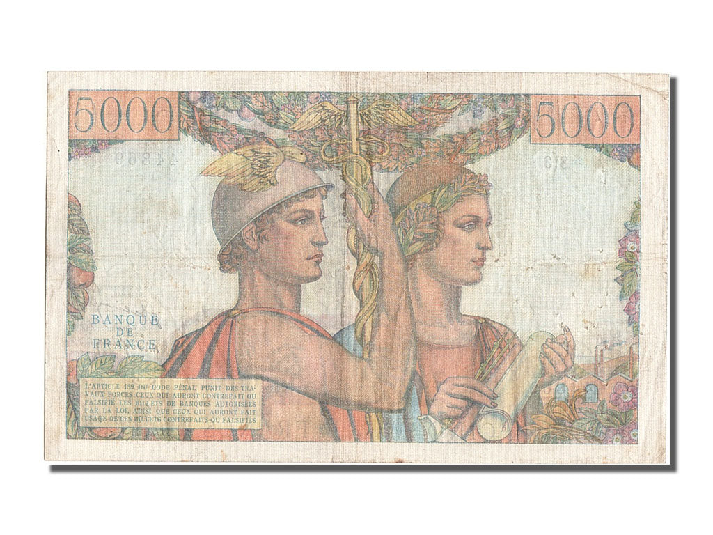Banknote, France, 5000 Francs, 5 000 F 1949-1957 ''Terre et Mer'', 1949