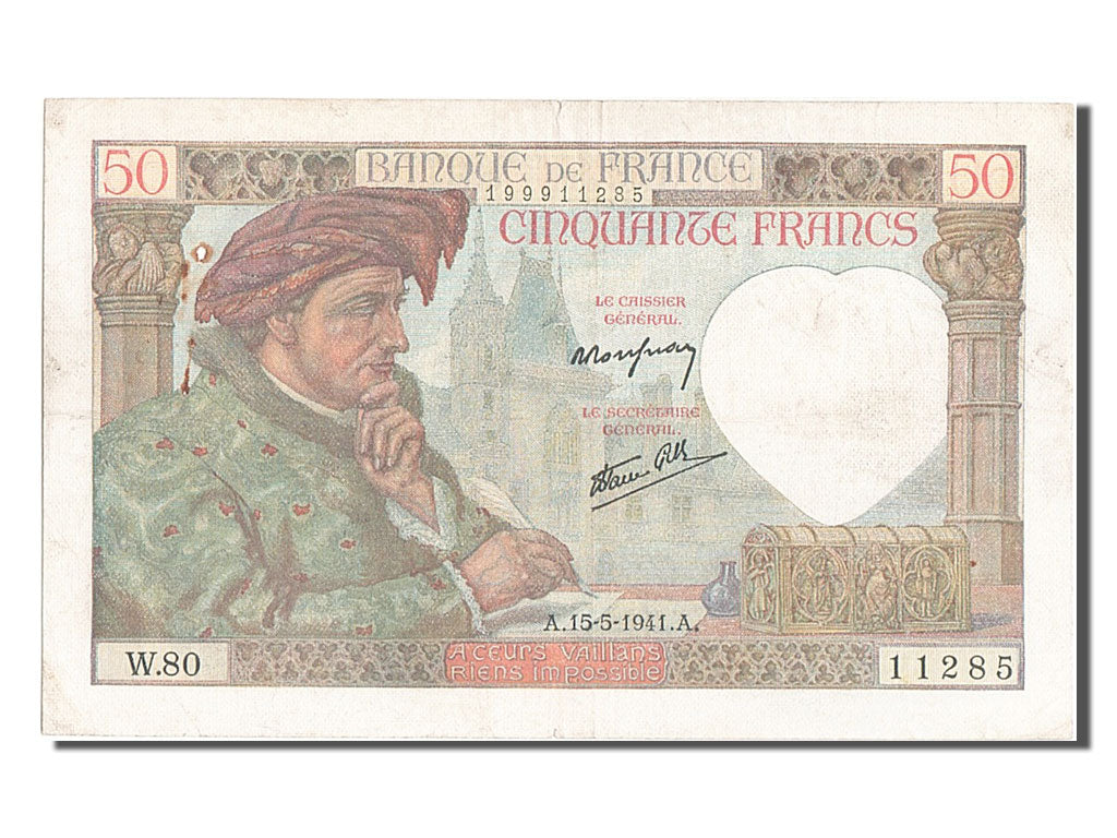 Banknote, France, 50 Francs, 50 F 1940-1942 ''Jacques Coeur'', 1941, 1941-05-15