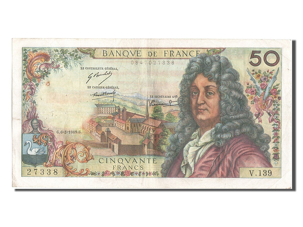 France, 50 Francs, 50 F 1962-1976 ''Racine'', 1969, KM #148c, 1969-03-06,...
