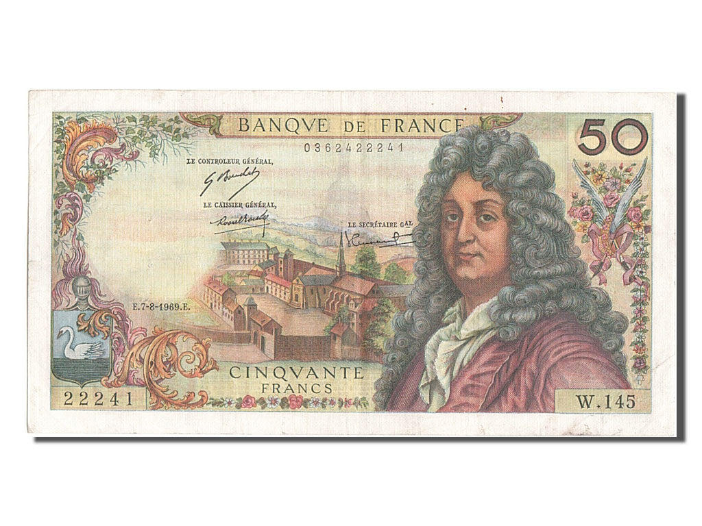 Francia, 50 Francs, 50 F 1962-1976 ''Racine'', 1969, KM:148c, 1969-08-07, MB+...