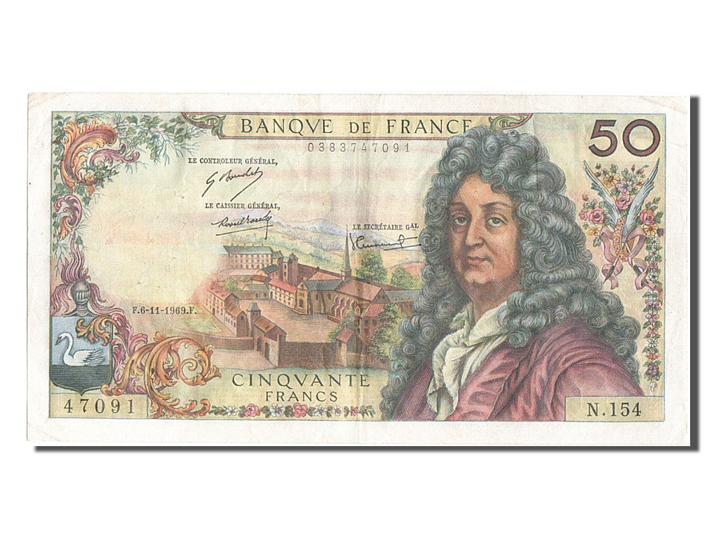 France, 50 Francs, 50 F 1962-1976 ''Racine'', 1969, KM #148c, 1969-11-06,...