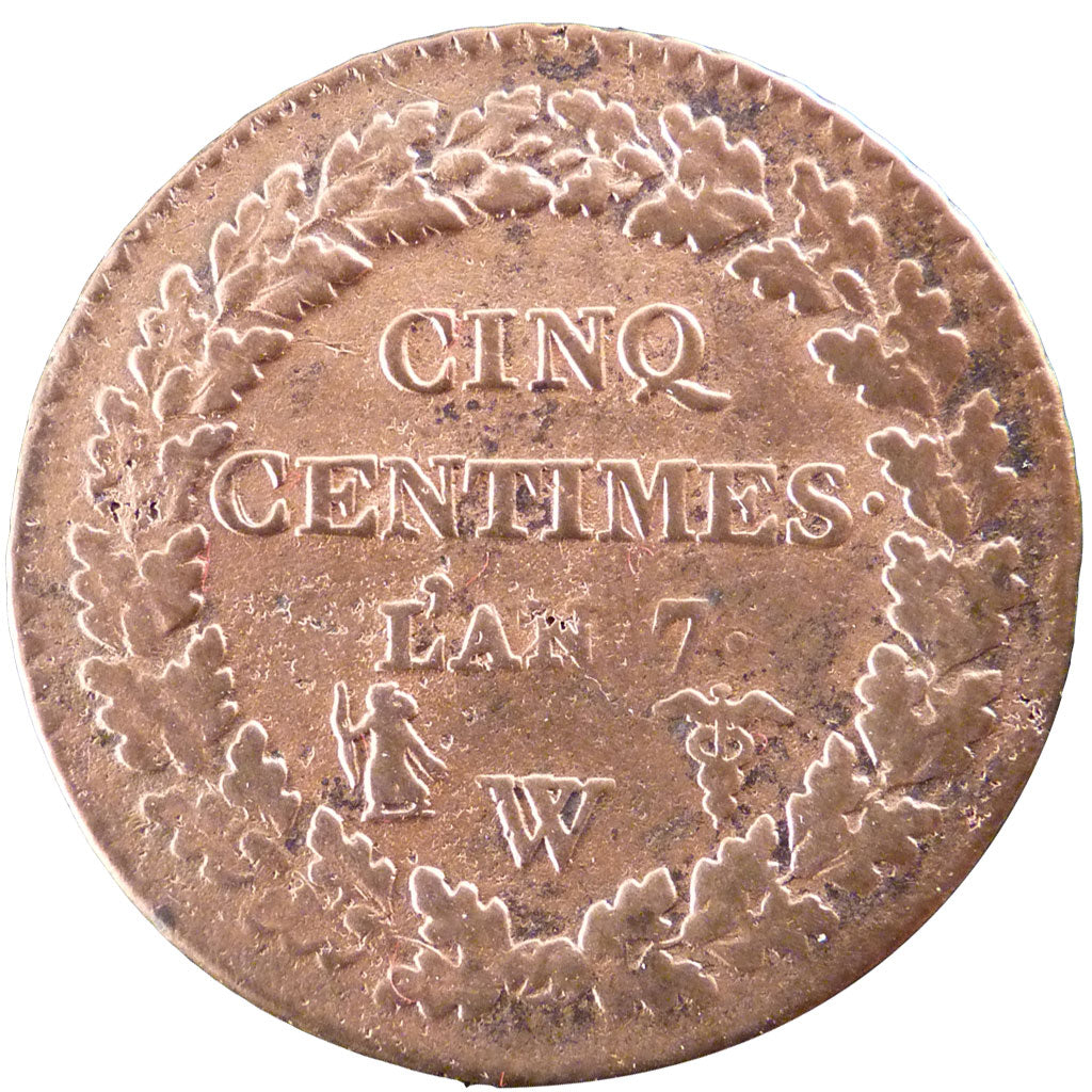 Francia, 5 Centimes, 1799, Lille, MB+, Bronzo, Gadoury:126