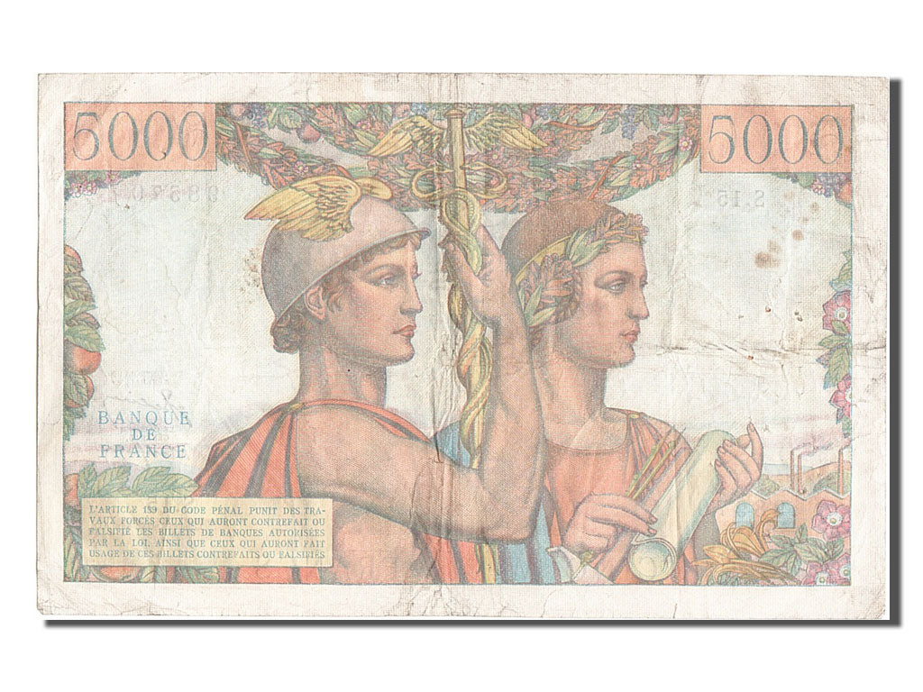 France, 5000 Francs, 5 000 F 1949-1957 ''Terre et Mer'', 1949, KM #131a,...