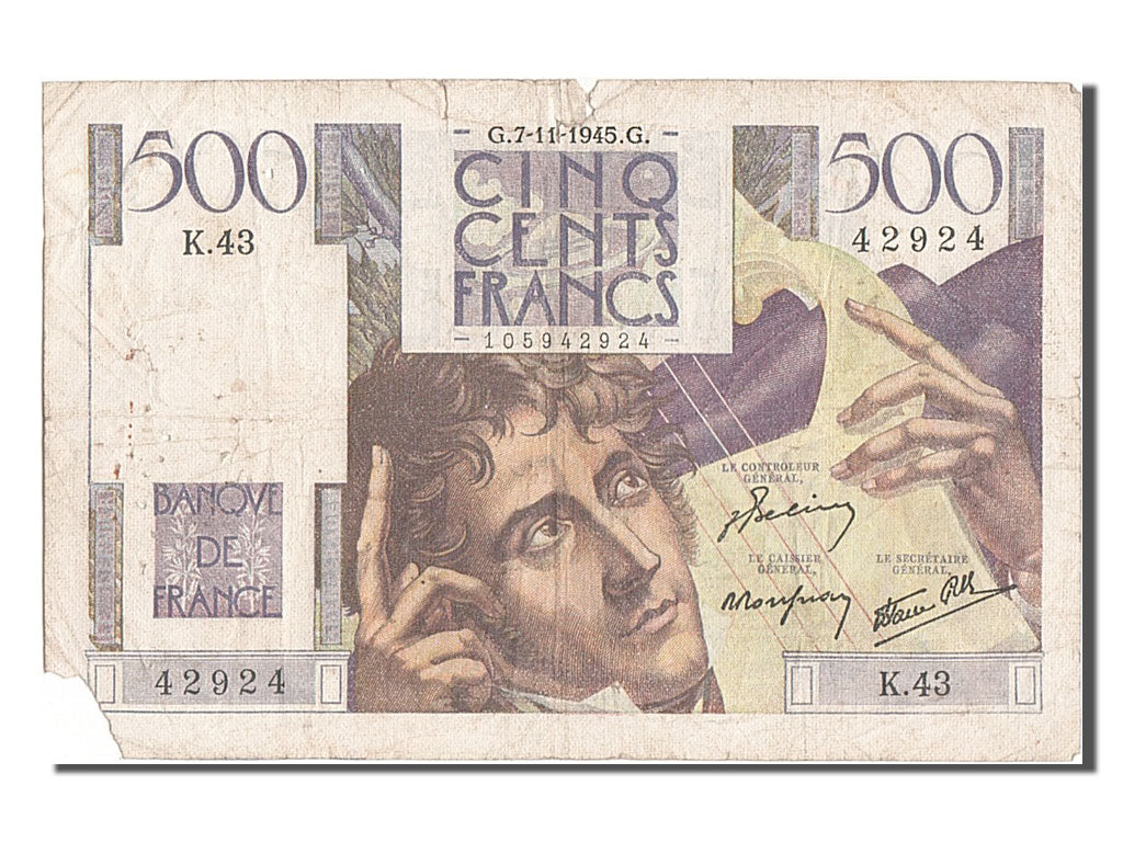 France, 500 Francs, 500 F 1945-1953 ''Chateaubriand'', 1945, KM #129a,...