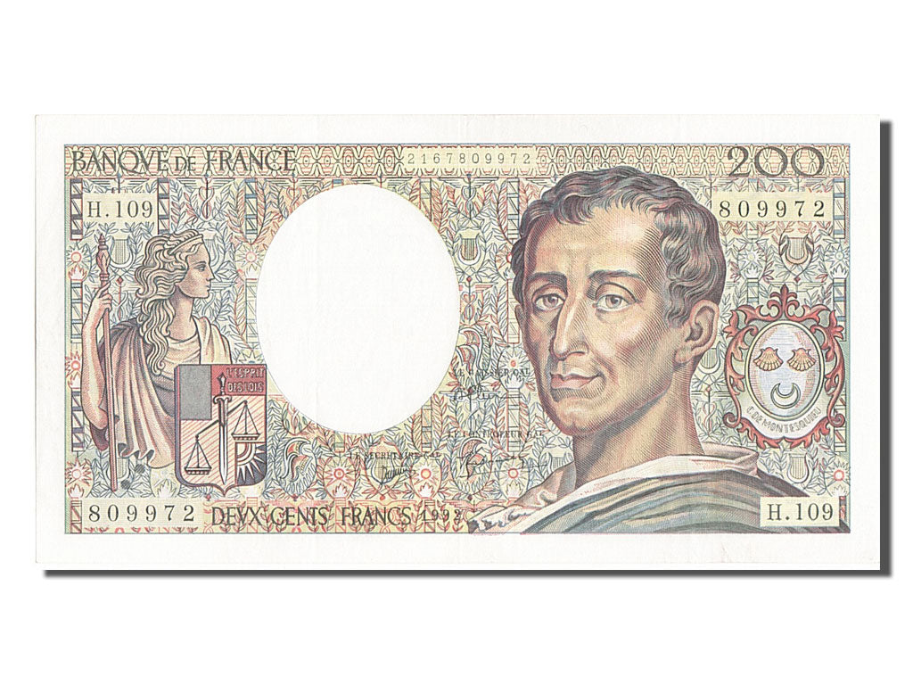 France, 200 Francs, 200 F 1981-1994 ''Montesquieu'', 1992, KM #155e,...