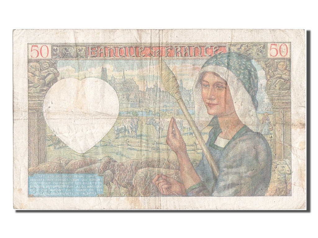 France, 50 Francs, 50 F 1940-1942 ''Jacques Coeur'', 1940, KM #93, 1940-06-13,..