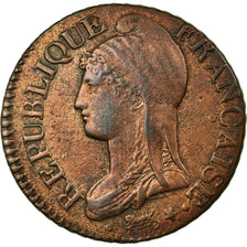 Francia, 5 Centimes, Dupré, AN 8, Geneva, Bronce, BC+, Gadoury:126a
