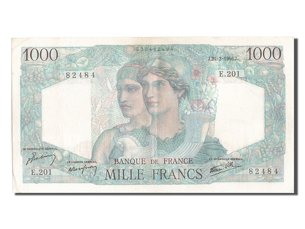 Banknote, France, 1000 Francs, 1 000 F 1945-1950 ''Minerve et Hercule'', 1946