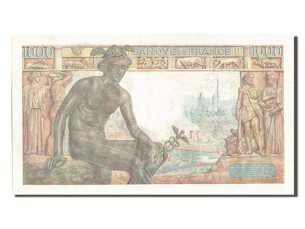 France, 1000 Francs, 1 000 F 1942-1943 ''Déesse Déméter'', 1943, KM #102, 194...