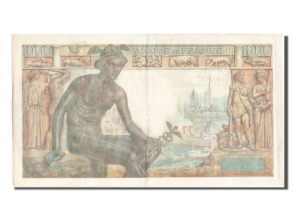 France, 1000 Francs, 1 000 F 1942-1943 ''Déesse Déméter'', 1943, KM #102, 194...