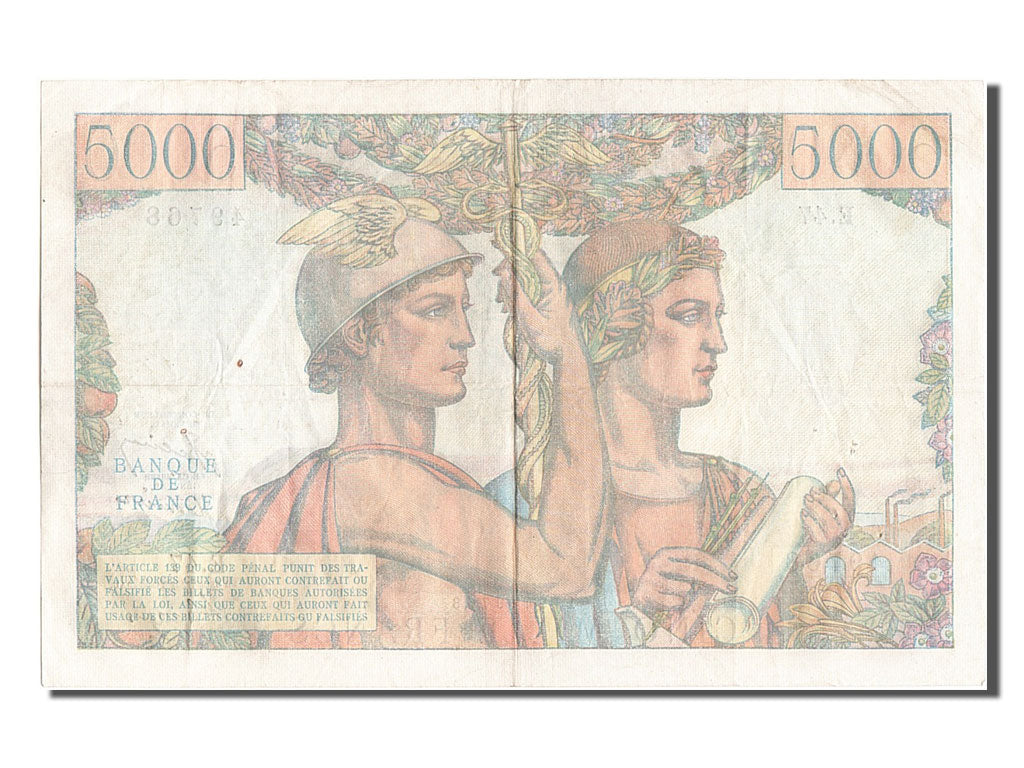 Billet, France, 5000 Francs, 5 000 F 1949-1957 ''Terre et Mer'', 1951