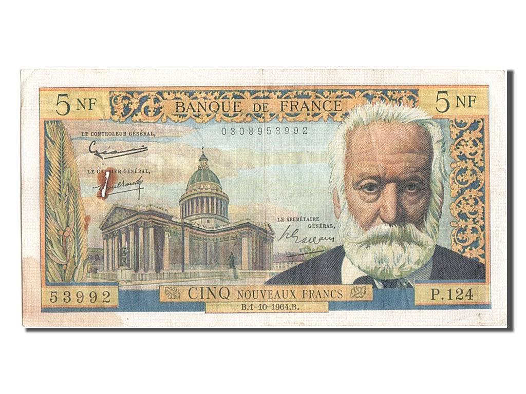 France, 5 Nouveaux Francs, 5 NF 1959-1965 ''Victor Hugo'', 1964, KM #141a,...