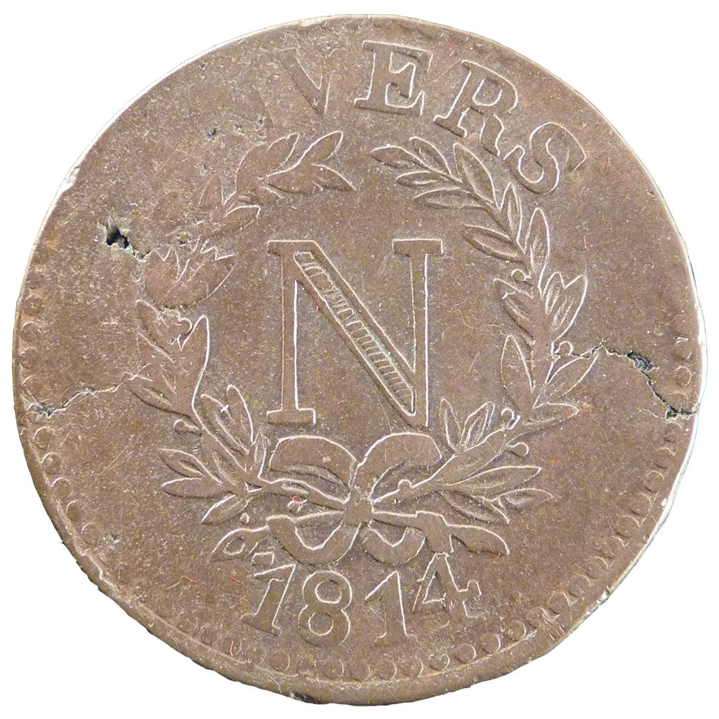 FRANCE, 5 Centimes, 1814, VF(20-25), Bronze, Gadoury #129d, 13.30
