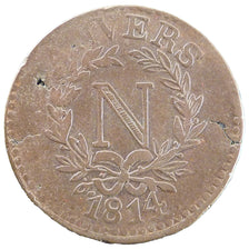 FRANCE, 5 Centimes, 1814, VF(20-25), Bronze, Gadoury #129d, 13.30