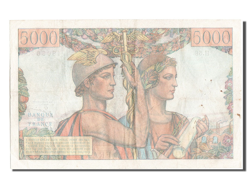 Billet, France, 5000 Francs, 5 000 F 1949-1957 ''Terre et Mer'', 1951