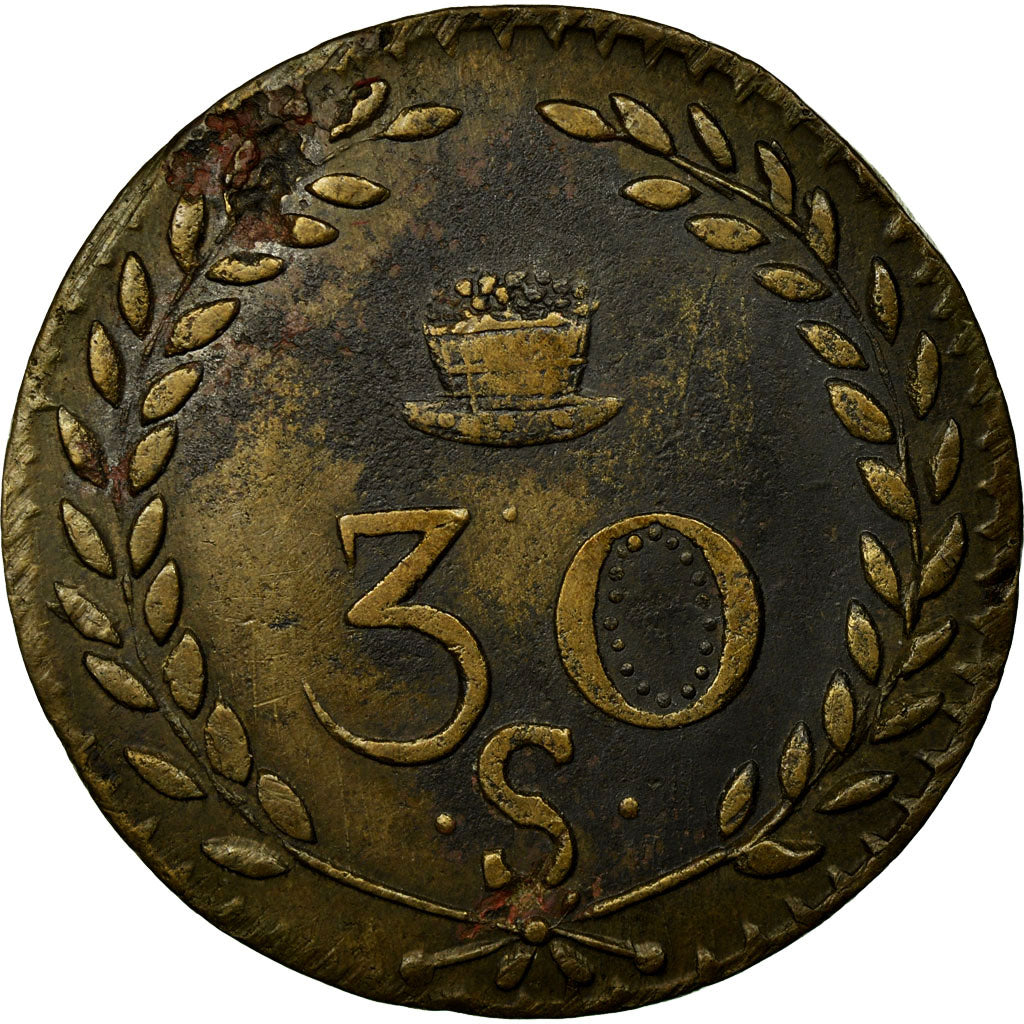 Moneta, Francia, 30 Sous, 1820, BB, Bronzo