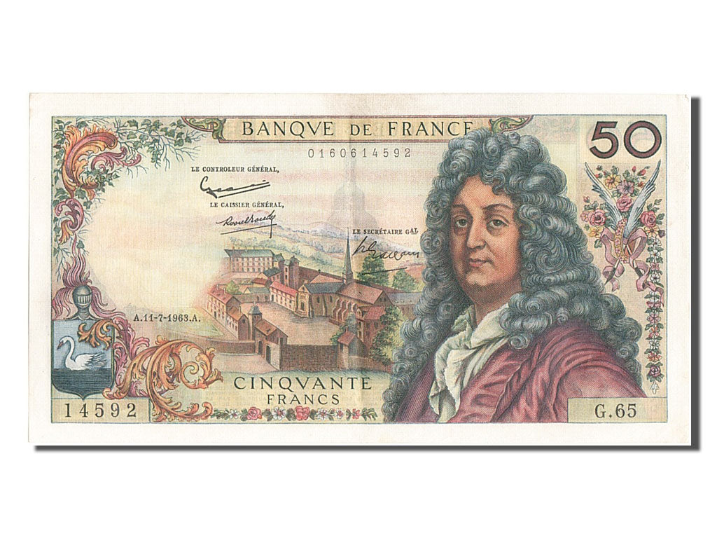 France, 50 Francs, 50 F 1962-1976 ''Racine'', 1963, KM #148a, 1963-07-11,...