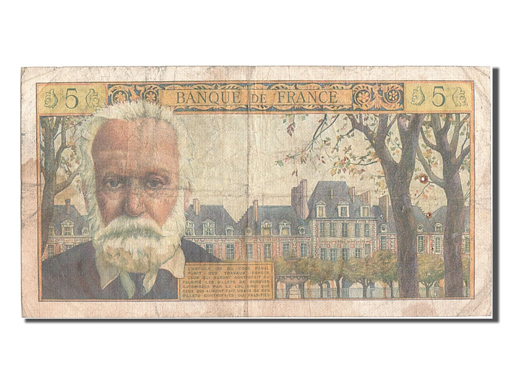 Francia, 5 Nouveaux Francs, 5 NF 1959-1965 ''Victor Hugo'', 1963, KM:141a, 19...