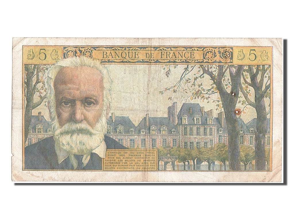 France, 5 Nouveaux Francs, 5 NF 1959-1965 ''Victor Hugo'', 1963, KM #141a,...