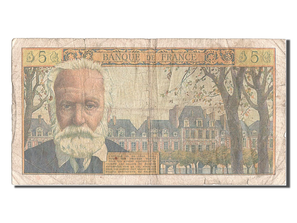 Banknote, France, 5 Nouveaux Francs, 5 NF 1959-1965 ''Victor Hugo'', 1963