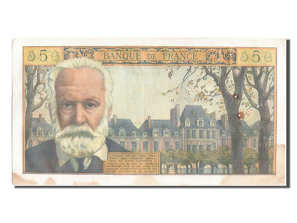Francia, 5 Nouveaux Francs, 5 NF 1959-1965 ''Victor Hugo'', 1965, KM:141a, 19...