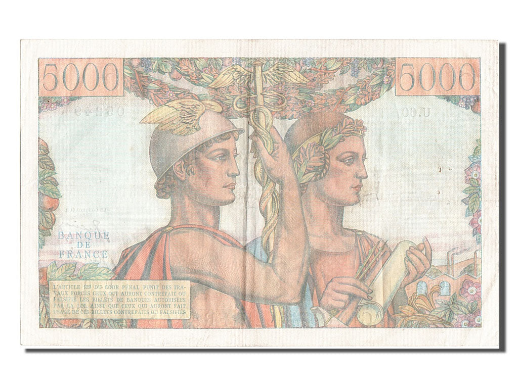 Billete, Francia, 5000 Francs, 5 000 F 1949-1957 ''Terre et Mer'', 1951