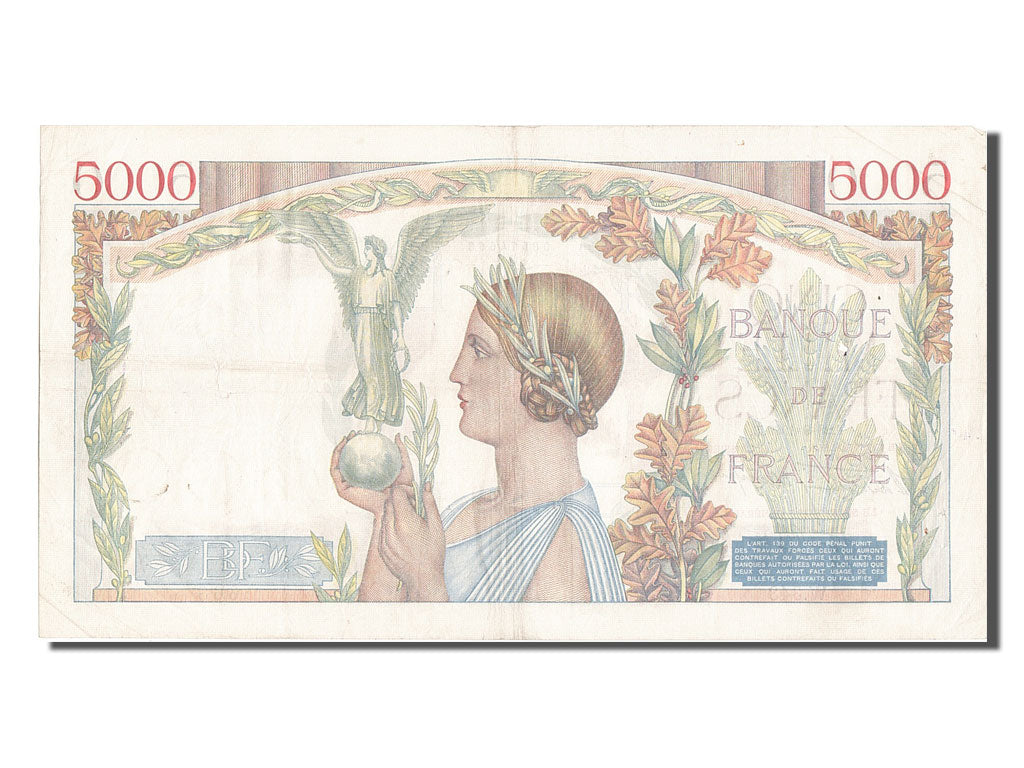 France, 5000 Francs, 5 000 F 1934-1944 ''Victoire'', 1939, KM #97a, 1939-09-28,.