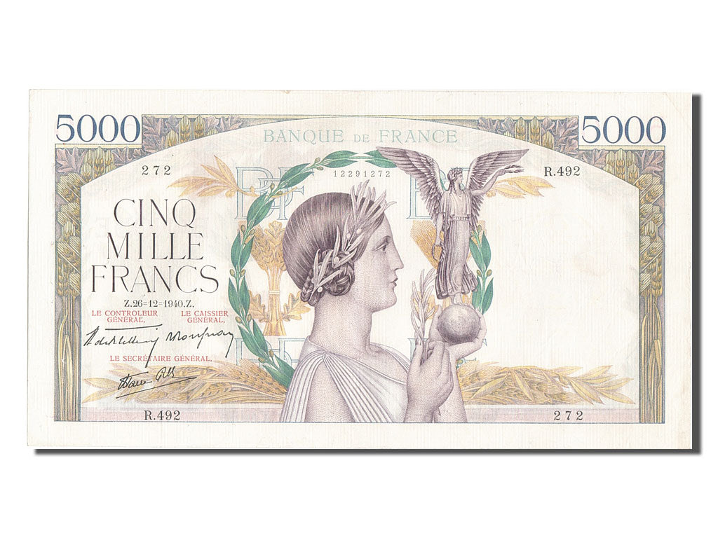 Banknote, France, 5000 Francs, 5 000 F 1934-1944 ''Victoire'', 1940, 1940-12-26