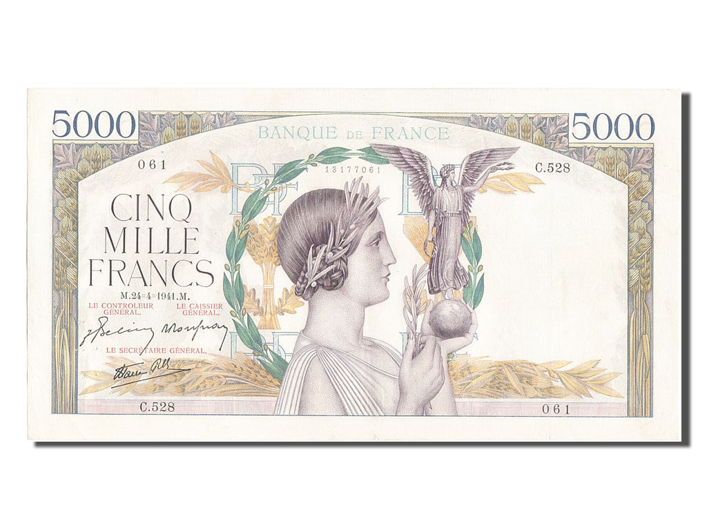 Biljet, Frankrijk, 5000 Francs, 5 000 F 1934-1944 ''Victoire'', 1941