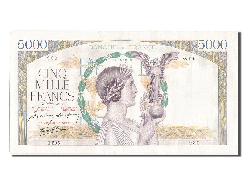Banknote, France, 5000 Francs, 5 000 F 1934-1944 ''Victoire'', 1941, 1941-07-10