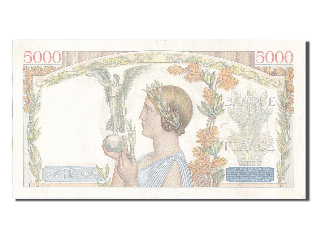 Banknot, Francja, 5000 Francs, Victoire, 1942, 1942-04-02, AU(50-53)