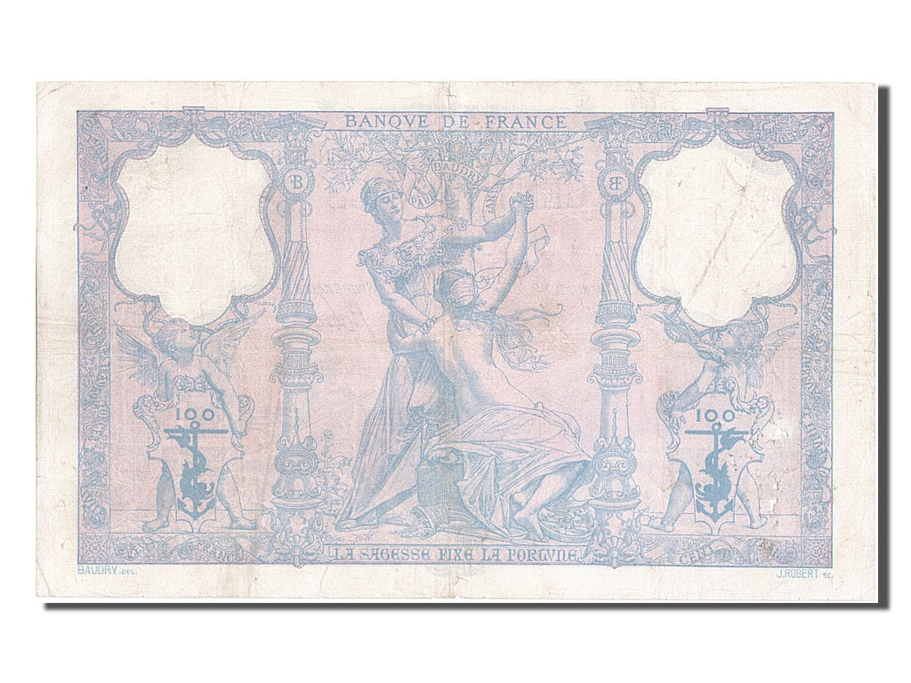 France, 100 Francs, 100 F 1888-1909 ''Bleu et Rose'', 1907, KM #65e,...