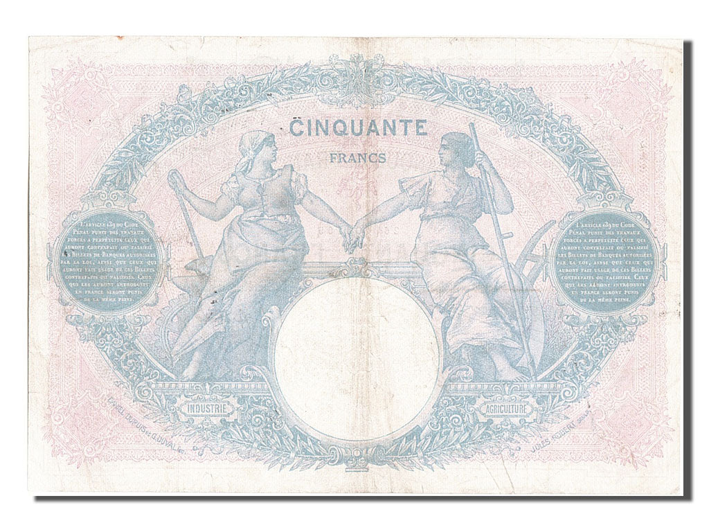 Francia, 50 Francs, 50 F 1889-1927 ''Bleu et Rose'', 1924, KM:64g, 1924-05-19...
