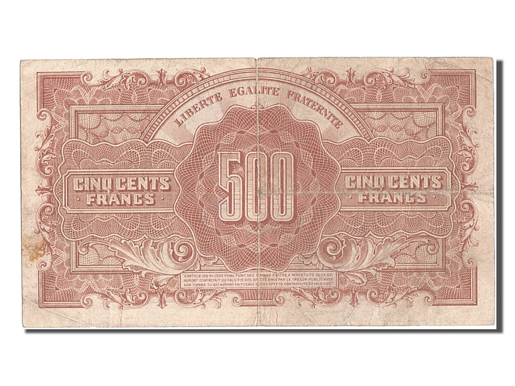 France, 500 Francs, 1943-1945 Marianne, KM #106, VF(30-35), 71M693210, Fayette..
