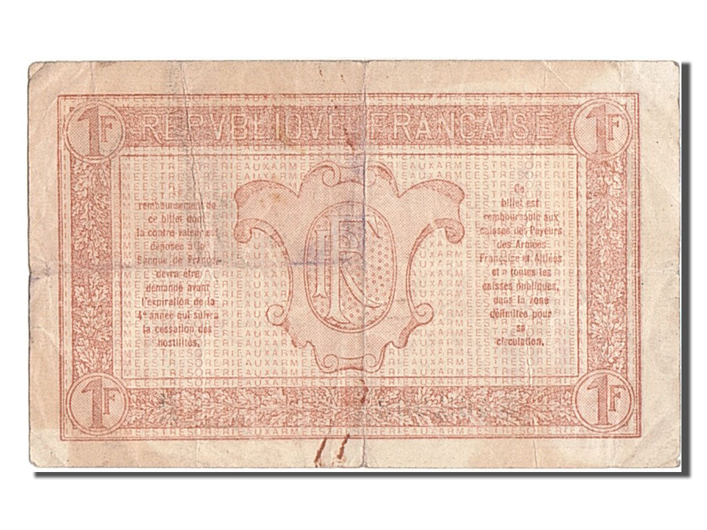 Billete, Francia, 1 Franc, 1917-1919 Army Treasury, BC+, Fayette:VF 4.1, KM:M5