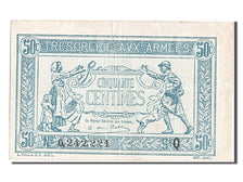 France, 50 Centimes, 1917-1919 Army Treasury, KM #M1, AU(50-53), Q, Fayette...