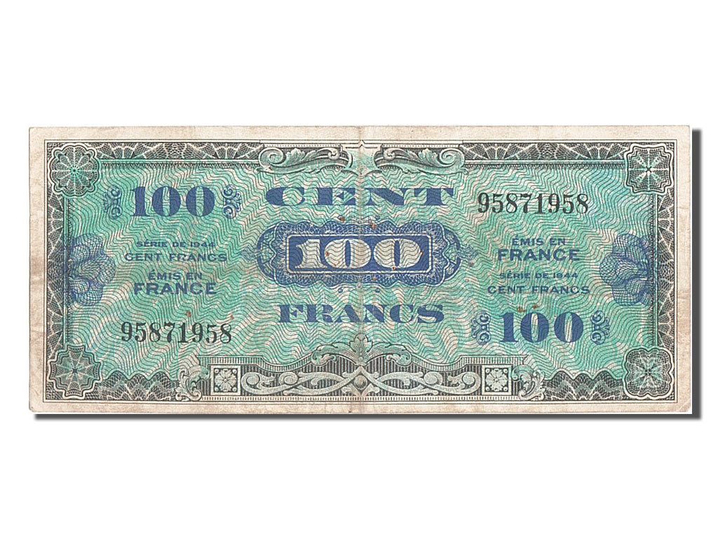 France, 100 Francs, 1944 Flag/France, 1944, KM #118a, 1944-06-01, AU(50-53),...