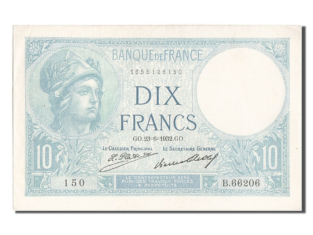 Banknote, France, 10 Francs, 10 F 1916-1942 ''Minerve'', 1932, 1932-06-23