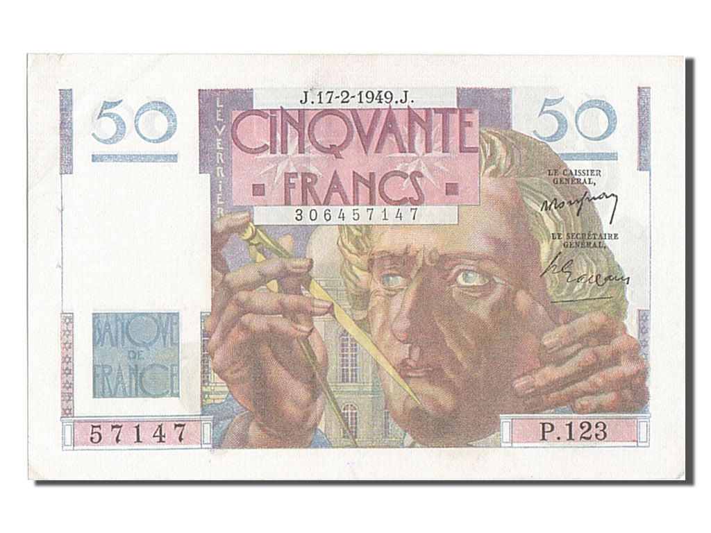 France, 50 Francs, 50 F 1946-1951 ''Le Verrier'', 1949, KM #127b, 1949-02-17,...