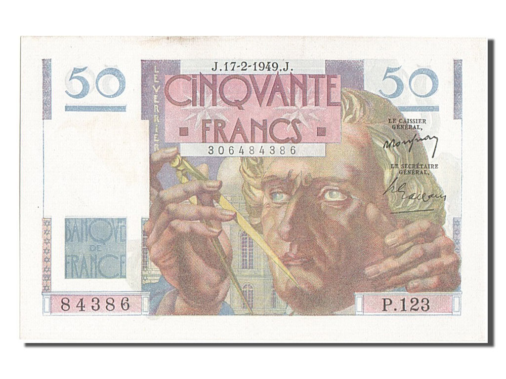Billete, Francia, 50 Francs, 50 F 1946-1951 ''Le Verrier'', 1940, 1949-02-17