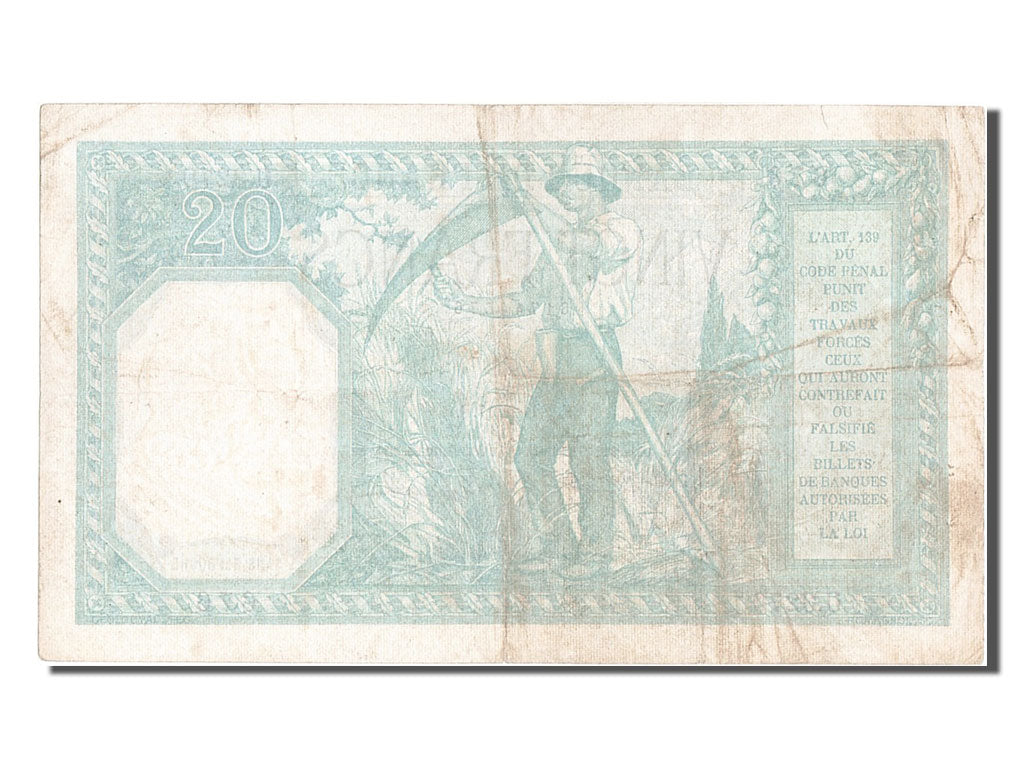 Banknot, Francja, 20 Francs, Bayard, 1917, 1917-11-02, EF(40-45), Fayette:11.2