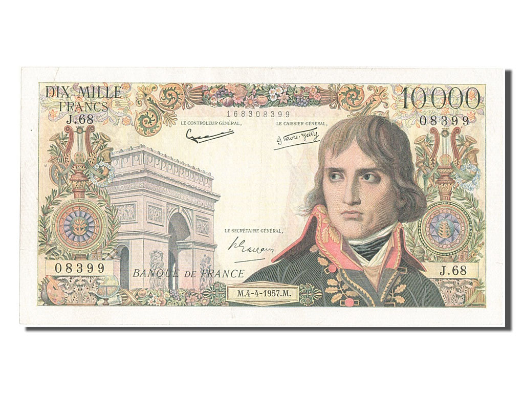 France, 10,000 Francs, 10 000 F 1955-1958 ''Bonaparte'', 1957, KM #136b,...